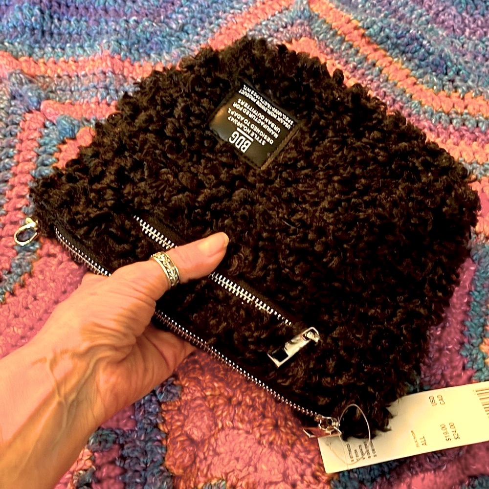 NWT Urban Outfitters Fluffy Black Clutch